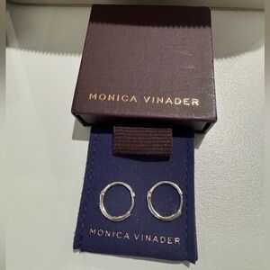 Monica Vinader Brand New Sterling Silver and Natural Diamond Huggies